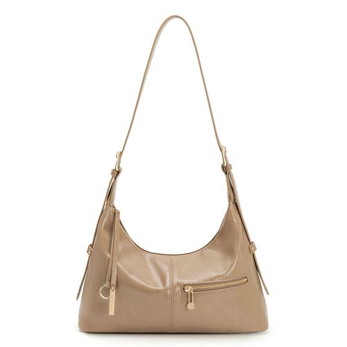 Bolsa Hobo Zíper Bege