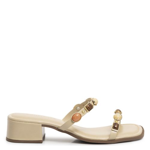 Tamanco Off White Enfeites Pedras