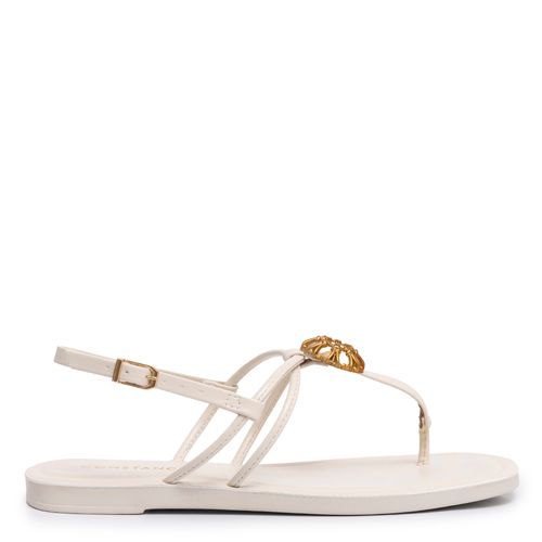 Rasteira Off White Enfeite Mesclado