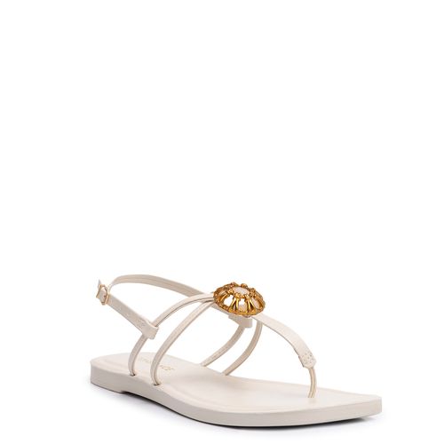 Rasteira Off White Enfeite Mesclado