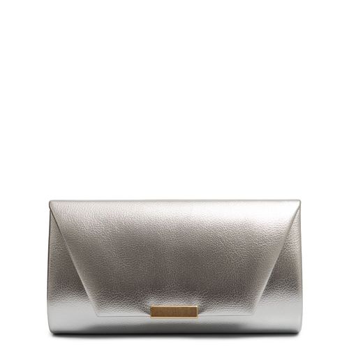 Bolsa Clutch Enfeite Metálico Prata