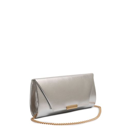 Bolsa Clutch Enfeite Metálico Prata