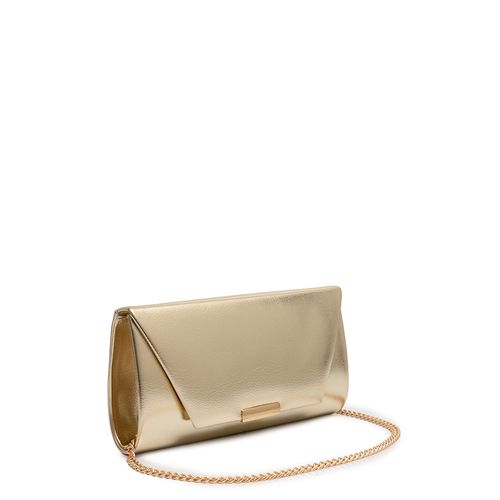 Bolsa Clutch Enfeite Metálico Dourada