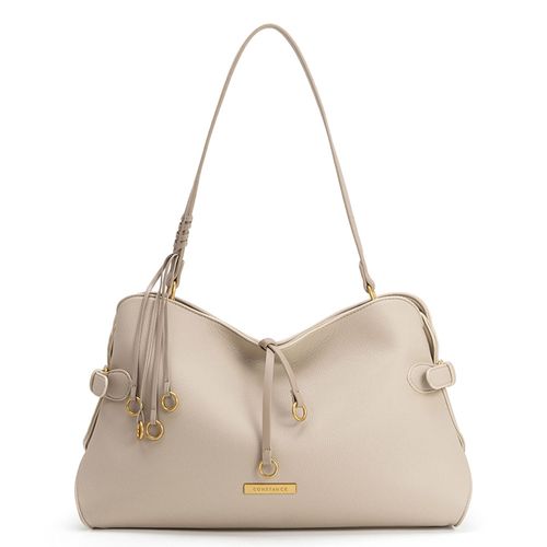 Bolsa Ombro Bege Enfeite Argolas