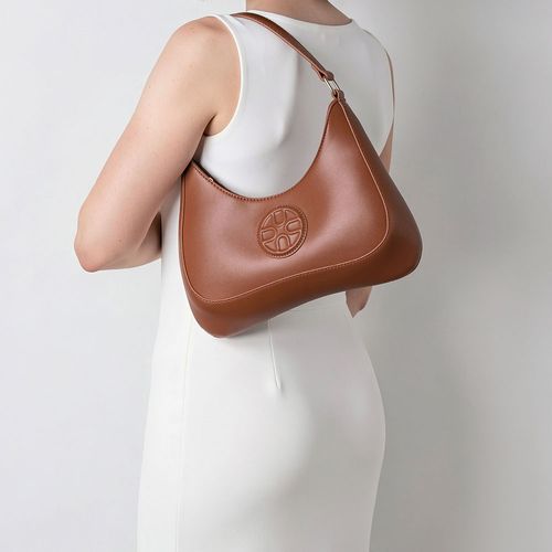 Bolsa Baguete Caramelo Logo Patch
