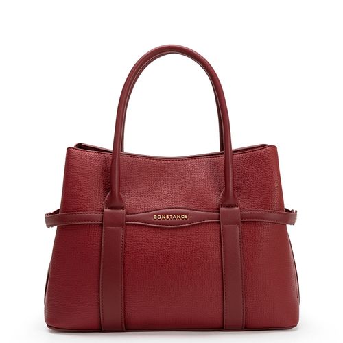 Bolsa Tote Vermelha Tiras Pesponto