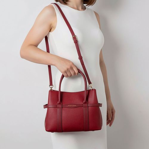 Bolsa Tote Vermelha Tiras Pesponto
