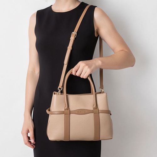 Bolsa Tote Caramelo Tiras Pesponto