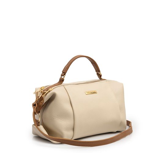 Bolsa Baú Couro Off White