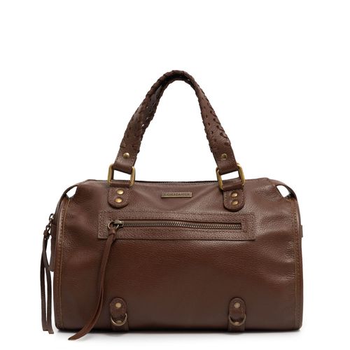 Bolsa Tote Couro Zíper Marrom