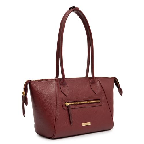 Bolsa Ombro Couro Zíper Bordo