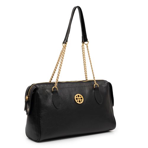 Bolsa Ombro Couro Corrente Preta