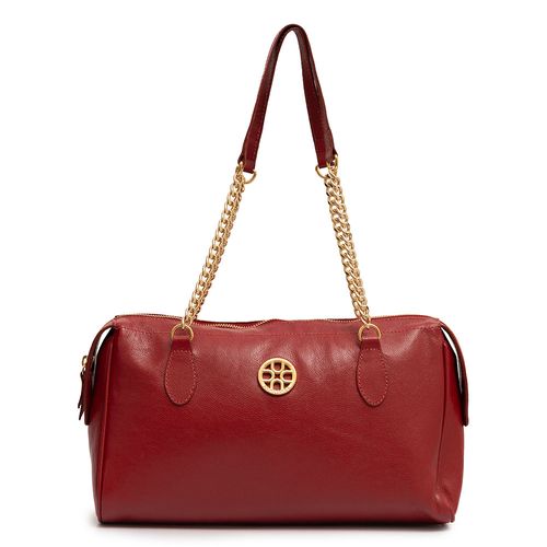 Bolsa Ombro Couro Corrente Vermelho