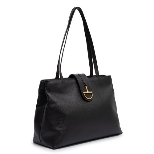 Bolsa Shopping Couro Bridão Preto