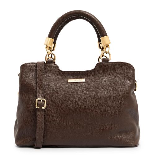 Bolsa Tote Café Couro Enfeite