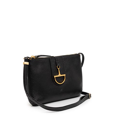 Bolsa Tiracolo Couro Bridão Preta