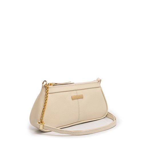 Bolsa Tiracolo Couro Trapézio Off White