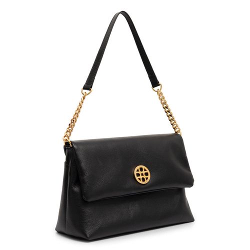 Bolsa Ombro Couro Média Preta