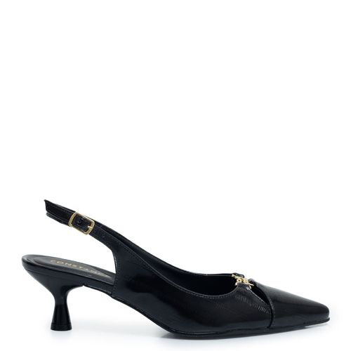 Scarpin Preto Slingback Enfeite