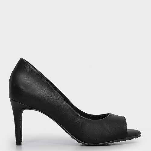 Peep Toe Preto Salto Médio