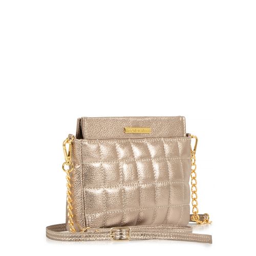 Bolsa Couro Prata Velho Matelassê