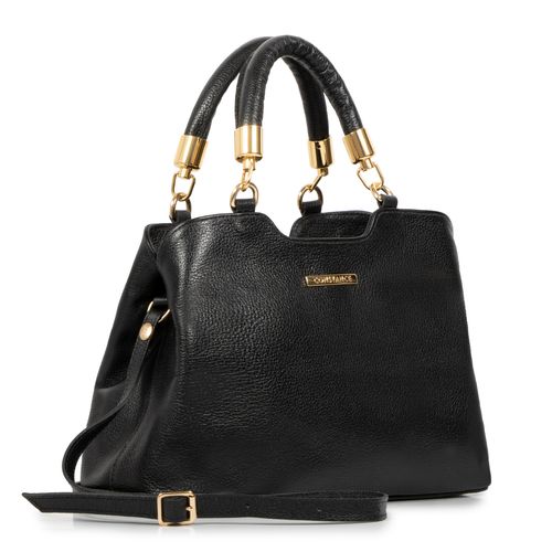 Bolsa Couro Preta Duas Alças