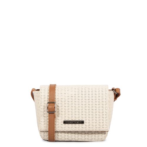 Bolsa Crossbody Couro Off White Tramado