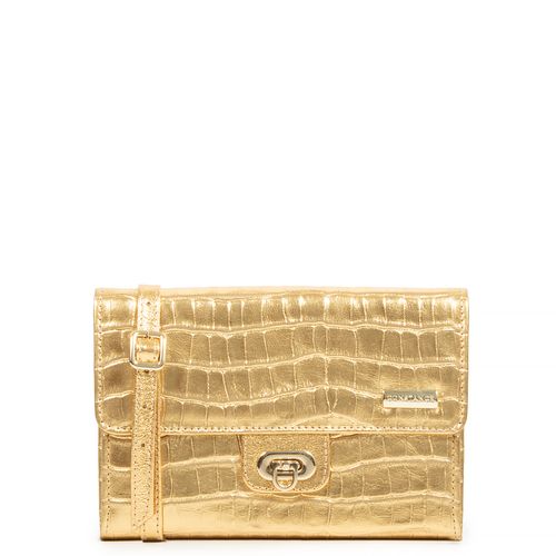 Bolsa Carteira Dourada Croco