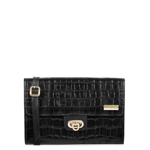 Bolsa Carteira Preta Croco