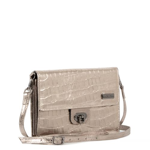 Bolsa Carteira Prata Croco