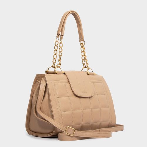 Bolsa Transversal Couro Nude Matelassê Corrente