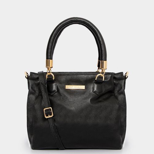 Bolsa Crossbody Couro Preto Divisórias