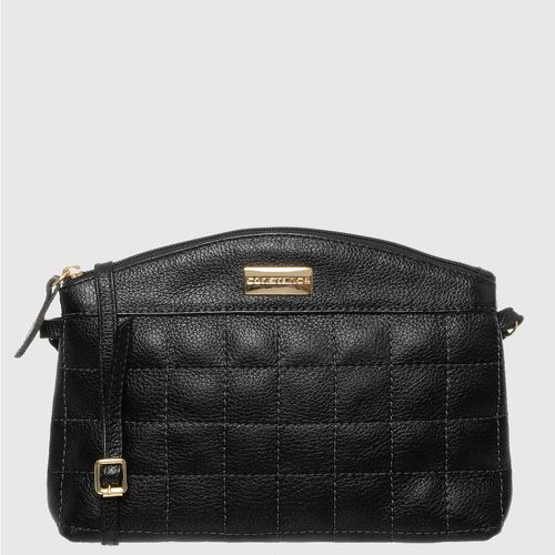 Bolsa Crossbody Couro Preta Pespontada