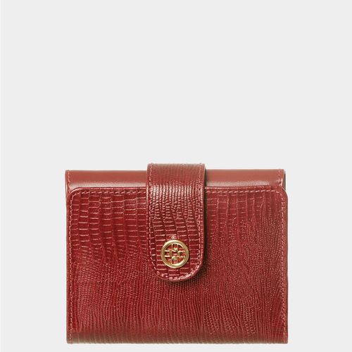 Bolsa Carteira Couro Vermelha Croco Pequena