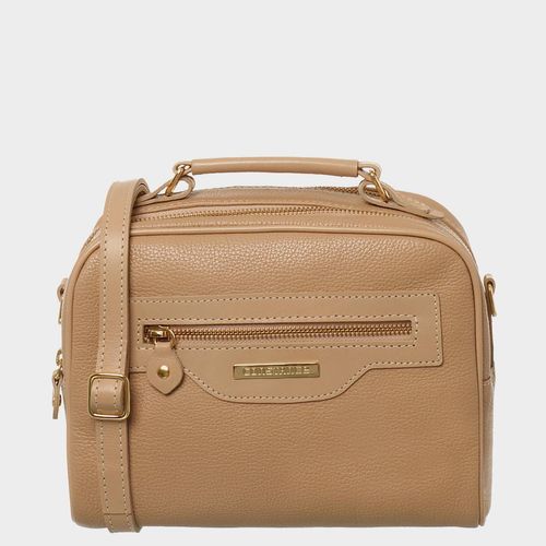 Bolsa Tiracolo Couro Tan Zíper Frontal