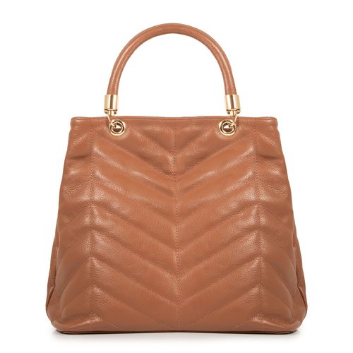 Bolsa Couro Matelassê Caramelo