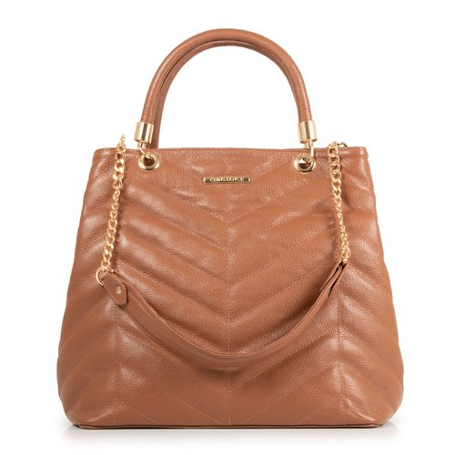 Bolsa Couro Matelassê Caramelo