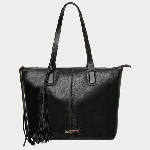 Bolsa Tiracolo Preta Couro Detalhe Barbicacho