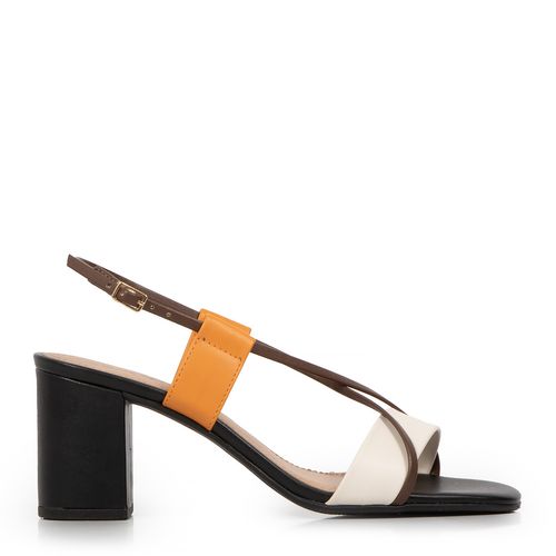 Sandália Preta Multicor Tiras Transpassadas