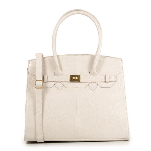Bolsa Couro Croco Shopping Bag Off White