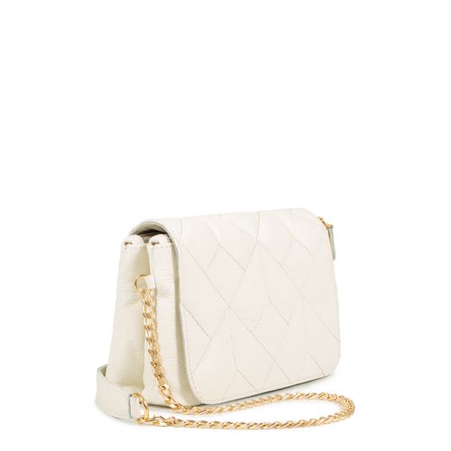 Bolsa Tiracolo Couro Off White Matelassê