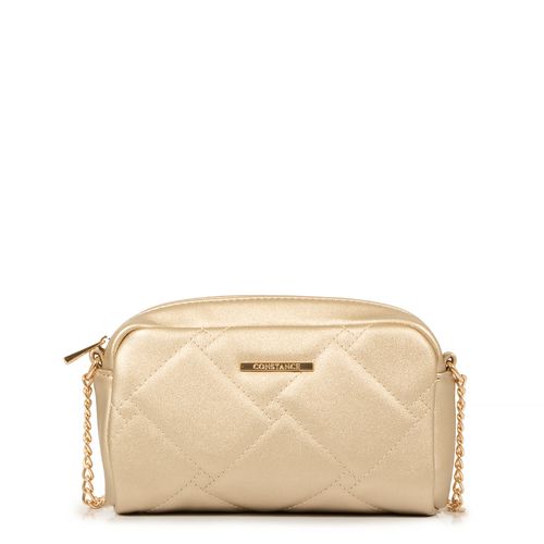 Bolsa Transversal Dourada Matelassê Alça Corrente