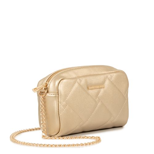 Bolsa Transversal Dourada Matelassê Alça Corrente