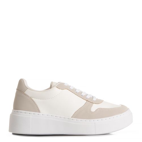 Tênis Branco Recortes Cinza