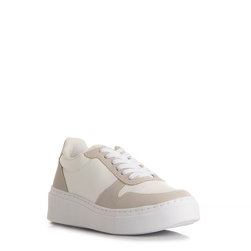 Tênis Branco Recortes Cinza