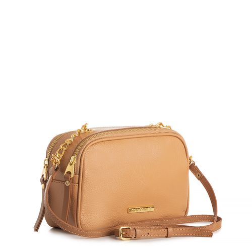 Bolsa Couro Caramelo Tiracolo Detalhe Corrente
