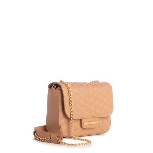 Bolsa Couro Nude Transversal Matelassê