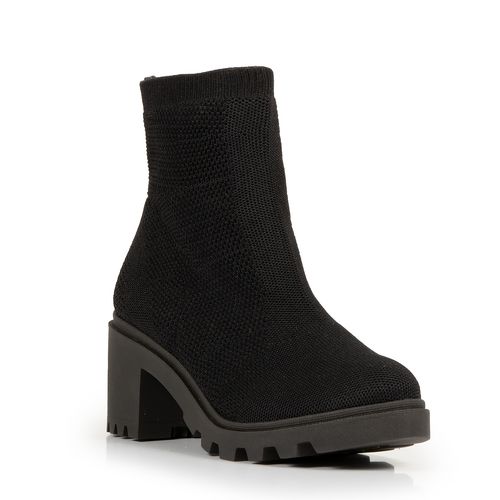 Bota Tricô Preto Salto Tratorado