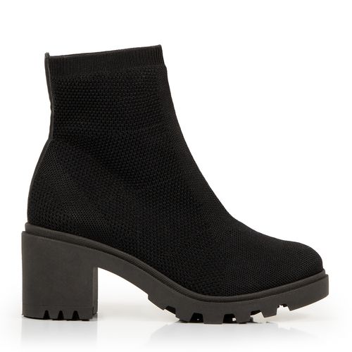 Bota Tricô Preto Salto Tratorado