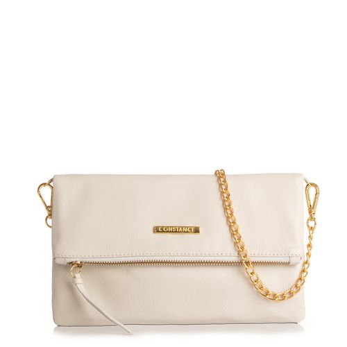 Bolsa Couro Envelope Off White Alça Corrente